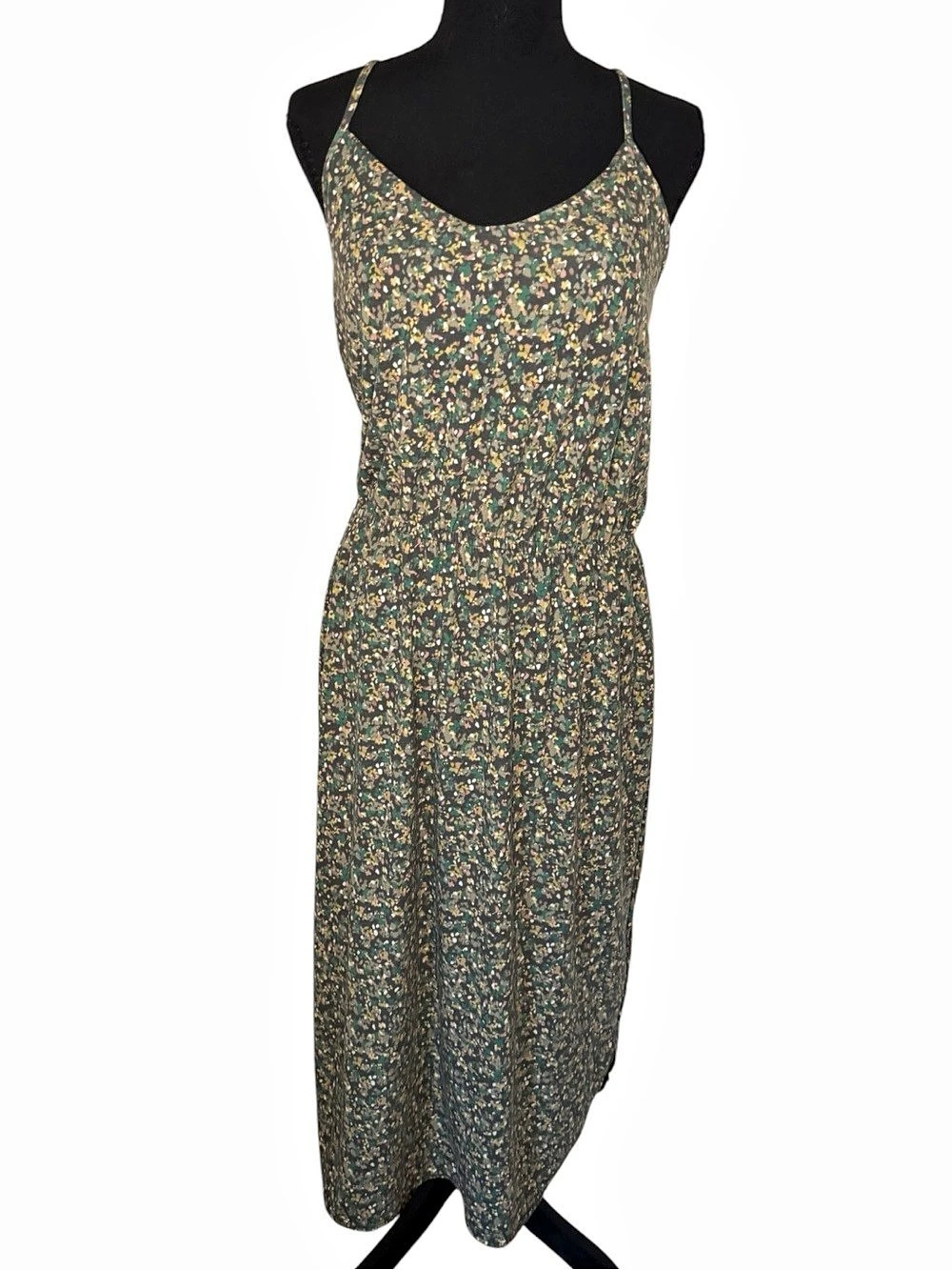 prAna Heavana Racerback Midi Dress Floral Midi Dress Green & Black